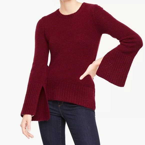Ann Taylor Sweaters - Ann Taylor Bucle Knit Cashmere Sweater Burgundy Size Medium